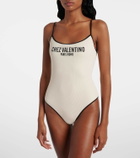 Valentino Logo printed piqué swimsuit