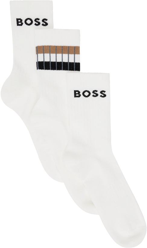 Photo: BOSS Three-Pack White Socks