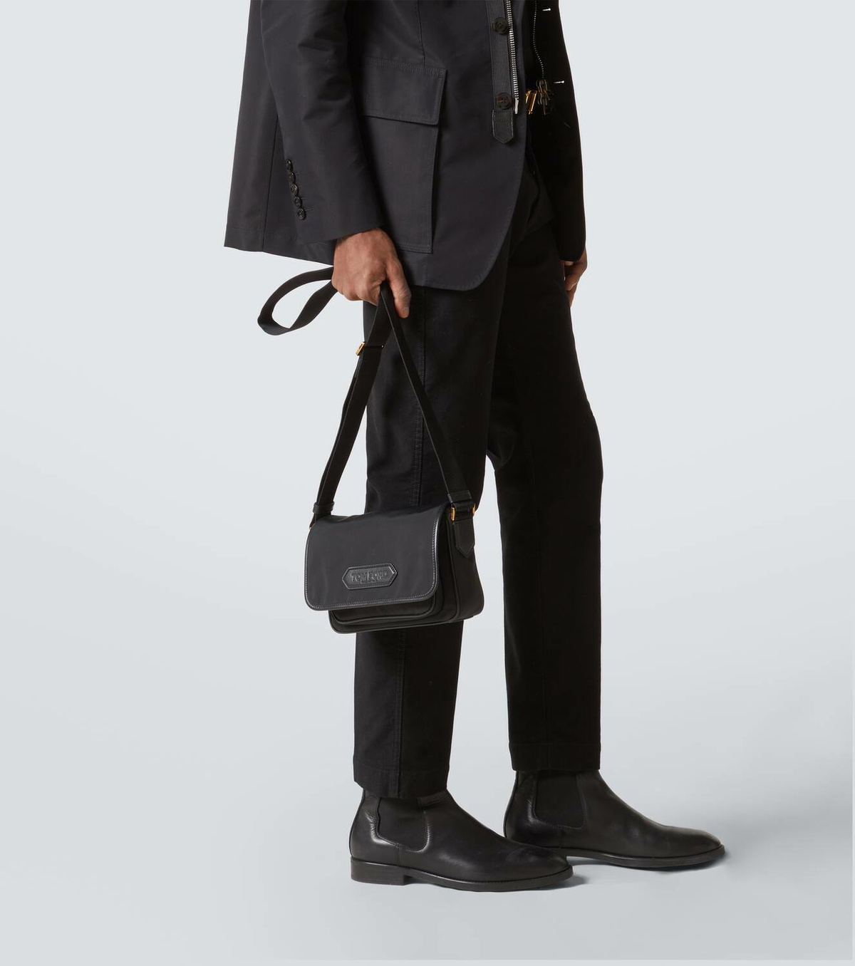 Tom Ford Leather-trimmed messenger bag