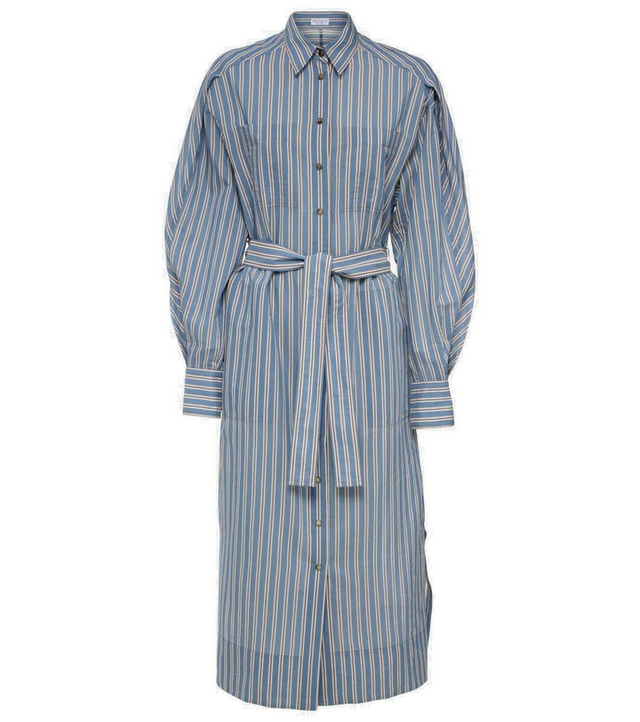 Photo: Brunello Cucinelli Striped cotton and silk shirt dress