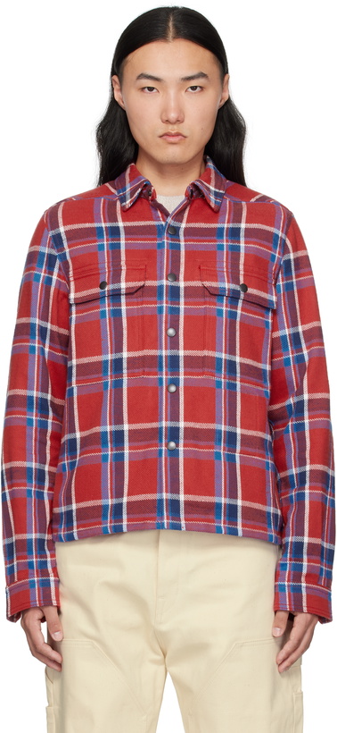 Photo: Rick Owens DRKSHDW Red & Navy Hollywood Cropped Overshirt