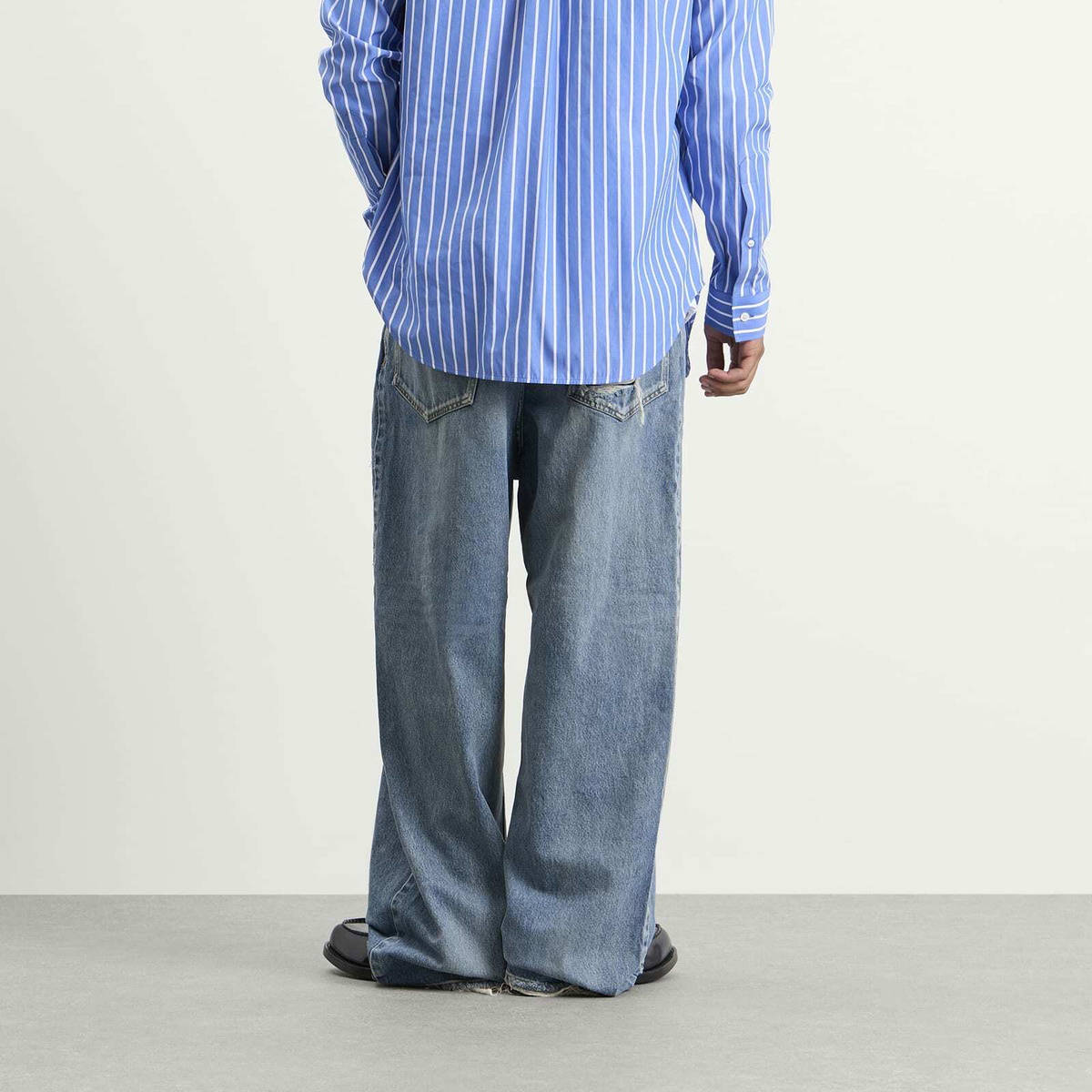 Balenciaga Men's Baggy Fit Japanese Twill Jeans in Dark Blue