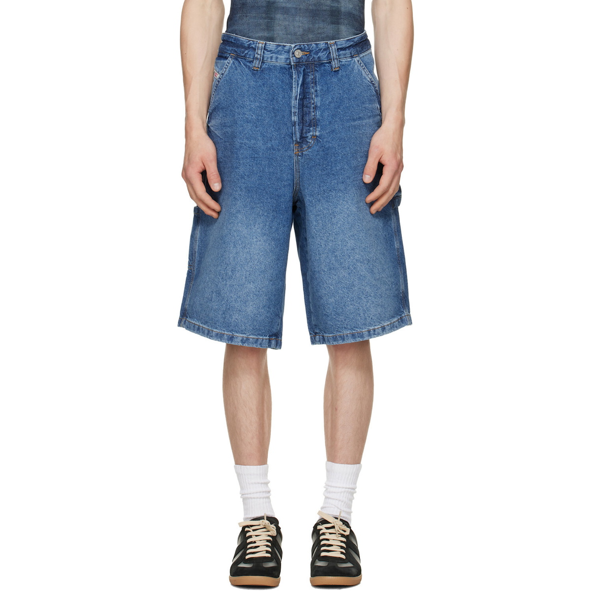 Diesel Blue Utility-Style Denim Shorts