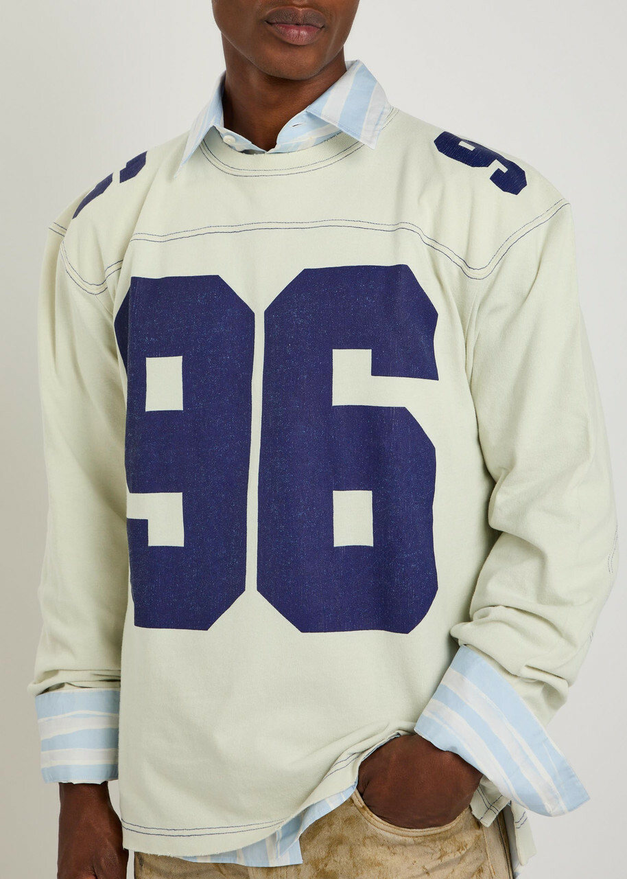Acne Studios Printed Long-sleeve Cotton T-shirt Beige