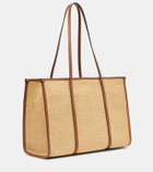 DeMellier Capri leather-trimmed raffia tote bag