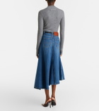 Victoria Beckham Asymmetric denim midi skirt