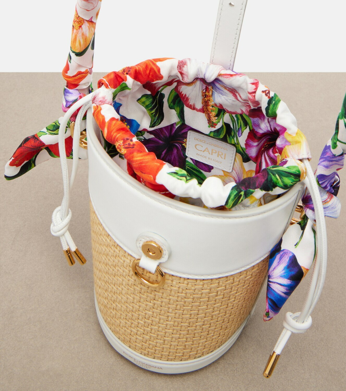 Dolce&Gabbana Secchiello Small raffia bucket bag