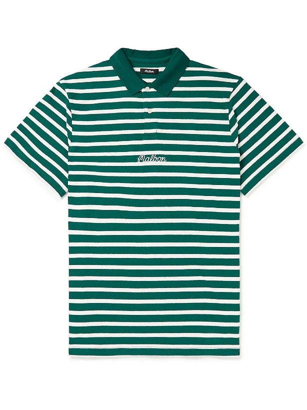 Photo: Malbon Golf - Logo-Embroidered Striped Cotton-Jersey Polo Shirt - Green