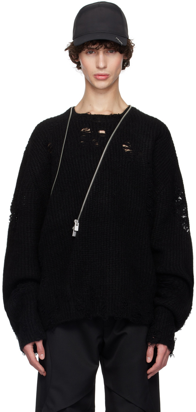 HELIOT EMIL Black Distressed Sweater