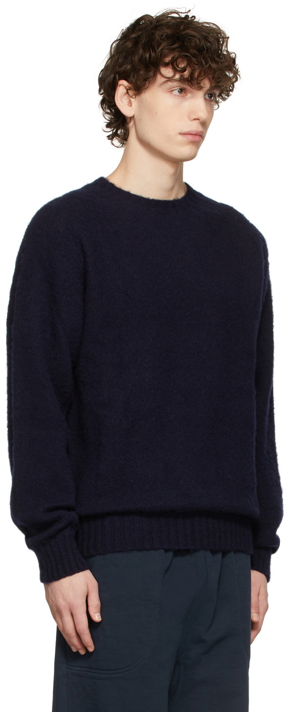 Brushed Wool Cropped Sweater - Navy