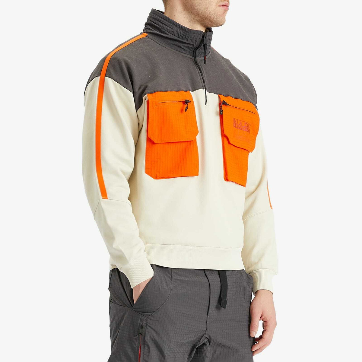 Napapijri Men's Poly Half Zip Sweatshirt in Beige Dimity