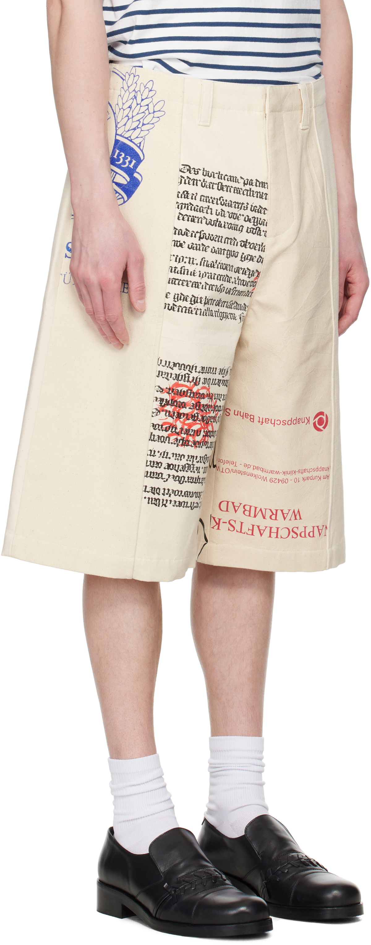 Marine Serre Beige Regenerated Tote Bags Cargo Shorts