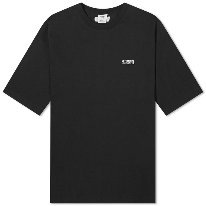Photo: Vetements Men's Embroidered Logo T-Shirt in Black