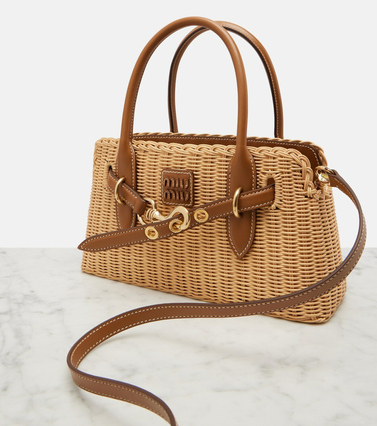 Miu Miu Aventure wicker top-handle bag