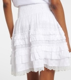 Ganni Broderie anglaise tiered cotton miniskirt