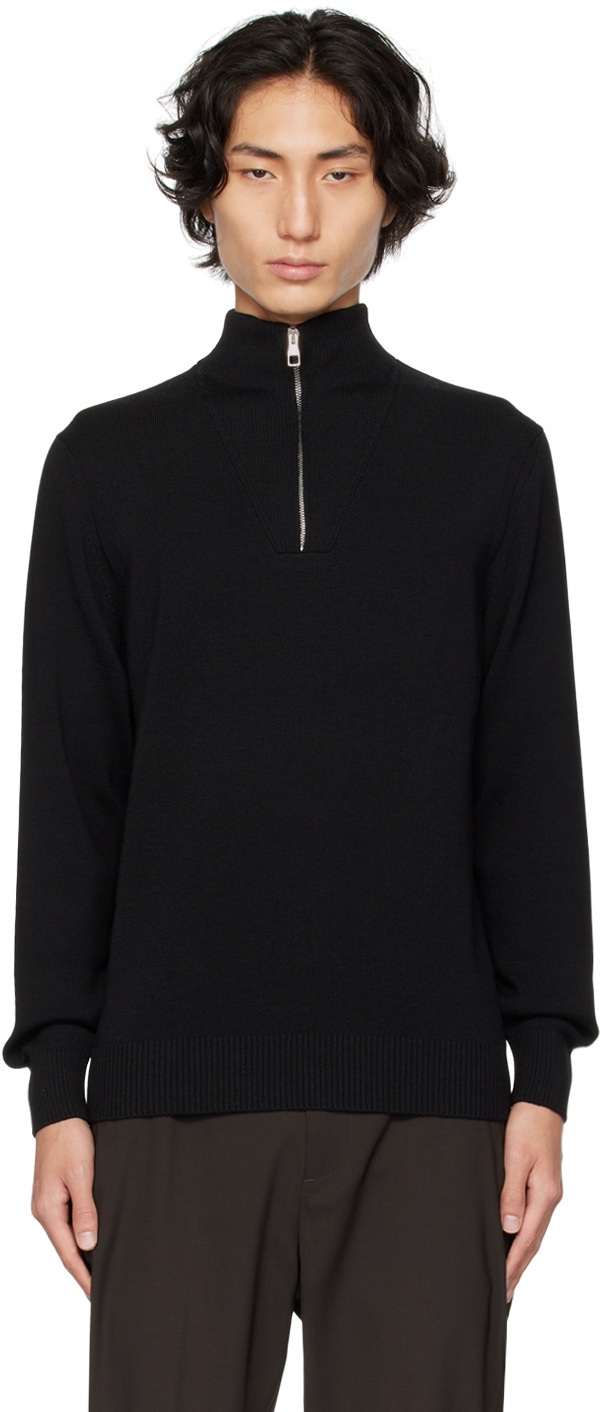 Photo: Dunhill Black Half-Zip Sweater