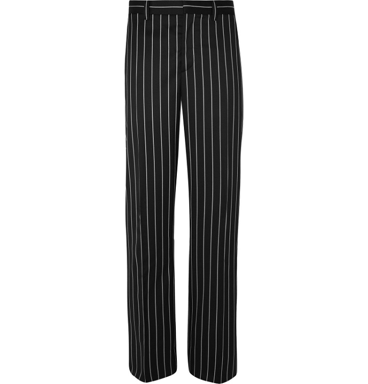 Photo: Burberry - Black Wide-Leg Pinstriped Virgin Wool-Blend Suit Trousers - Black