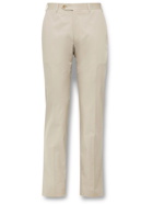 Canali - Kei Slim-Fit Tapered Stretch-Cotton Twill Suit Trousers - Neutrals