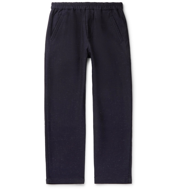 Photo: Folk - Navy Tapered Slub Cotton-Blend Trousers - Blue