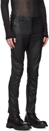 FREI-MUT Black Faust Washed Leather Pants