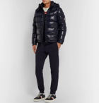 Moncler - Maya Quilted Glossed-Shell Hooded Down Jacket - Navy