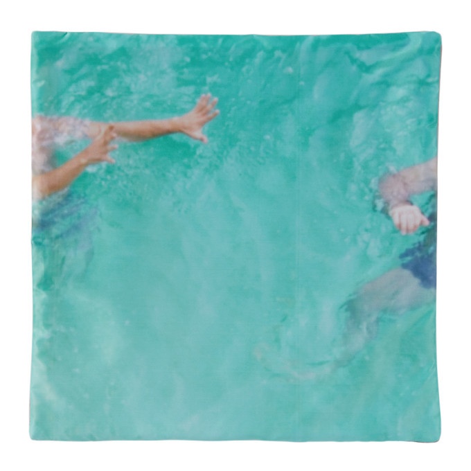 Photo: Serapis SSENSE Exclusive Blue Pool Gesture Print Pillow Case
