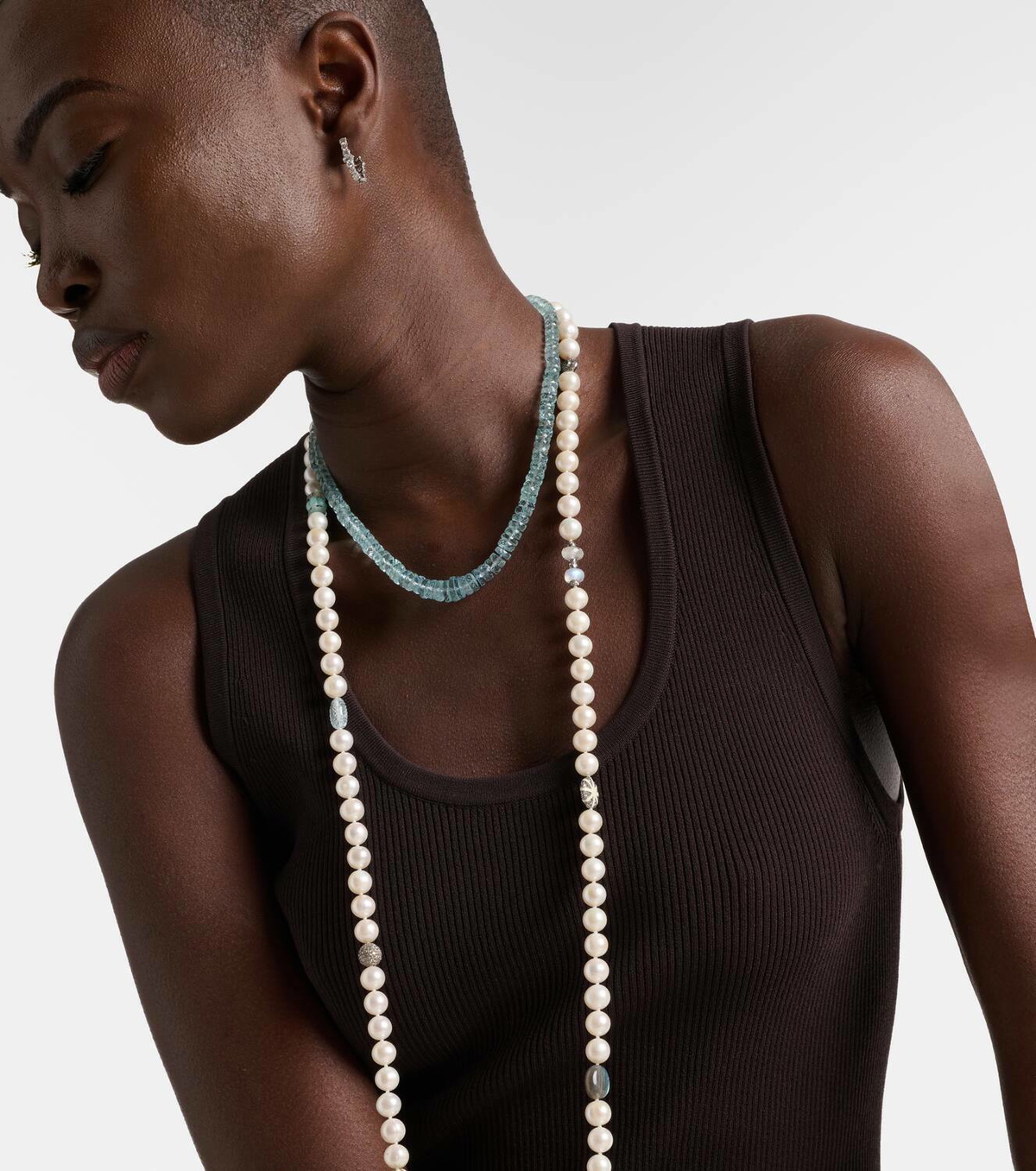 Ileana Makri 18k white gold necklace with aquamarines