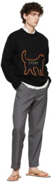 Bode Black Wool 'Sport' Crewneck Sweater