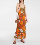 Lee Mathews Oleander floral ramie maxi dress