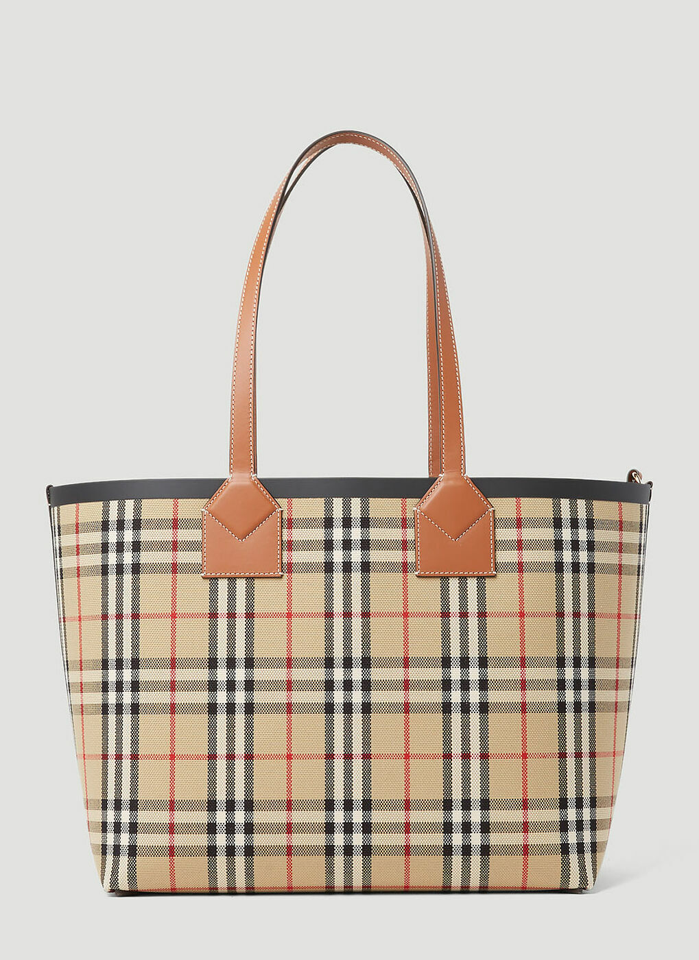 BURBERRY: London Tote bag in cotton and leather - Beige