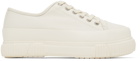 both White Classic Platform Low Sneakers