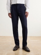 Brunello Cucinelli - Straight-Leg Pleated Wool-Flannel Suit Trousers - Blue