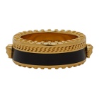 Versace Gold and Black Logo Band Ring