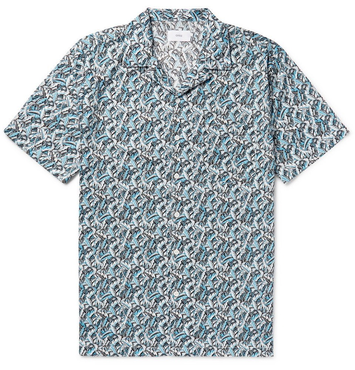 Photo: Onia - Liberty London Vacation Camp-Collar Printed Cotton-Poplin Shirt - Turquoise