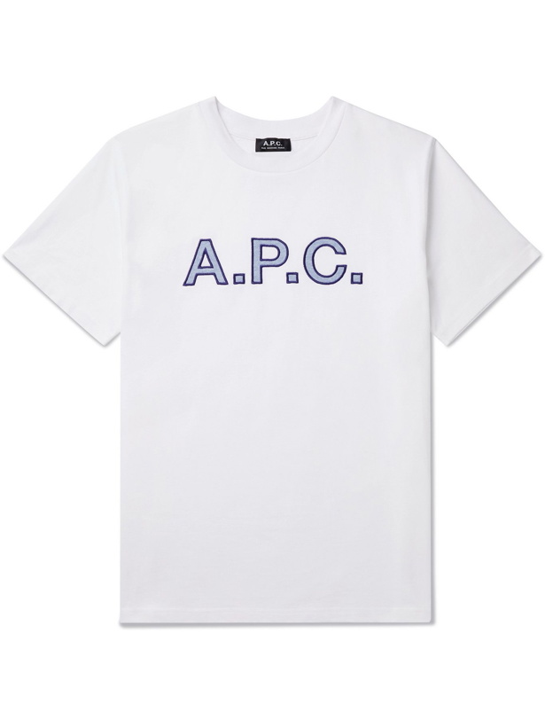 Photo: A.P.C. - Romain Logo-Embroidered Cotton-Jersey T-Shirt - Unknown