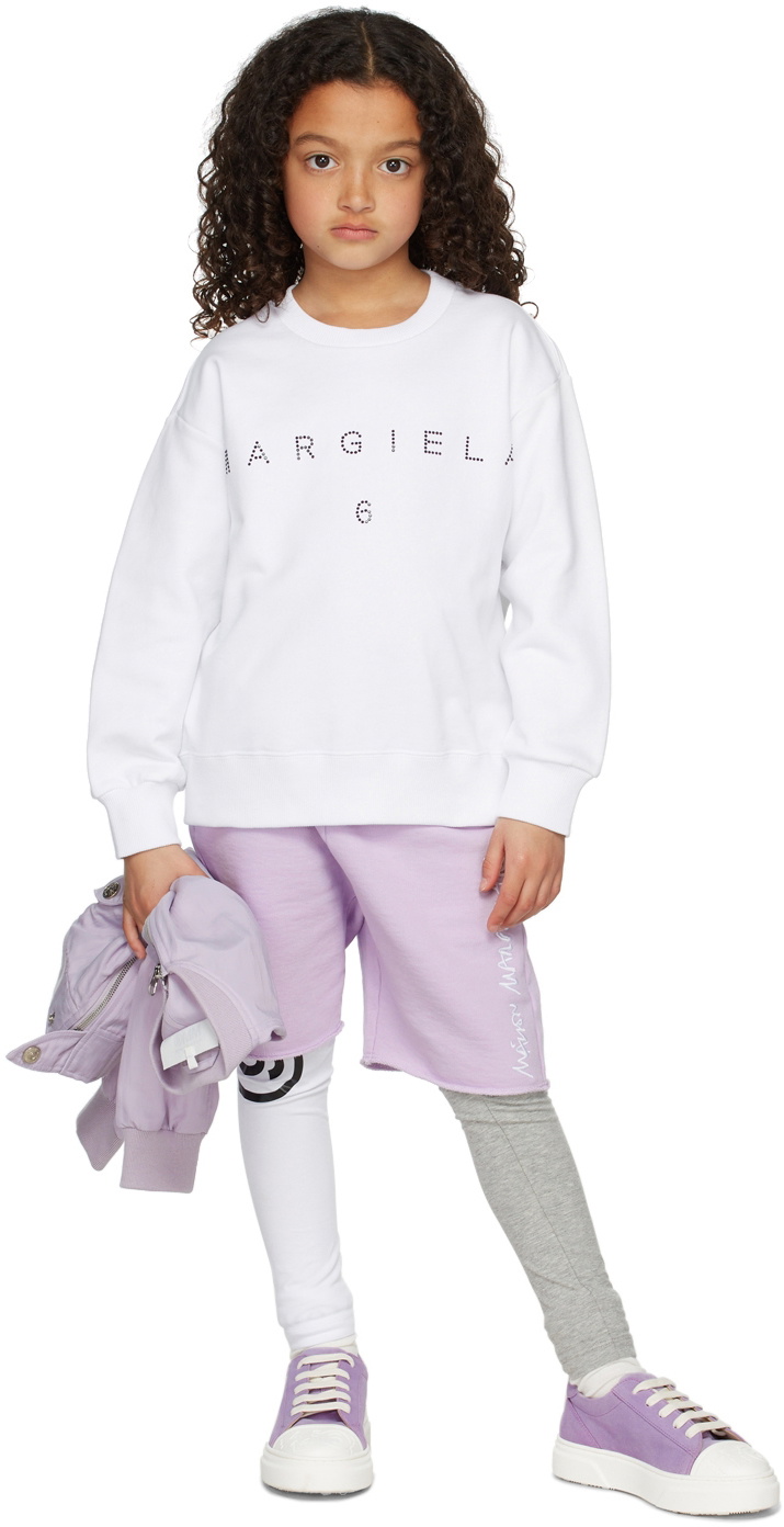 MM6 Maison Margiela Kids logo-print crew-neck sweatshirt - White