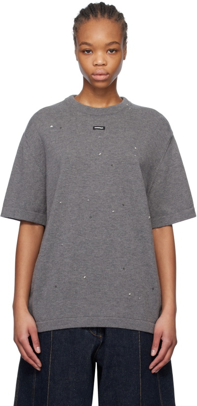 Photo: Cordera Gray Merino Wool Beaded T-shirt