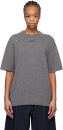 Cordera Gray Merino Wool Beaded T-shirt
