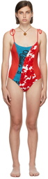 Rave Review SSENSE Exclusive Red & Blue Ophie One-Piece Swimsuit