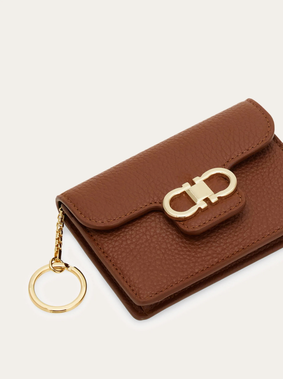 Ferragamo Womens Gancini key holder in Brown