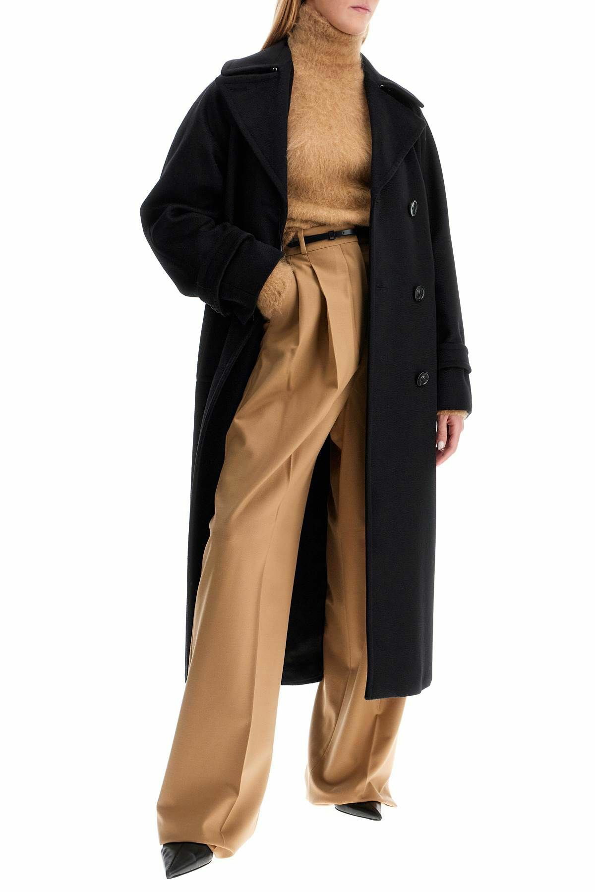 SPORTMAX 'leandro' long coat in pure Black Sportmax