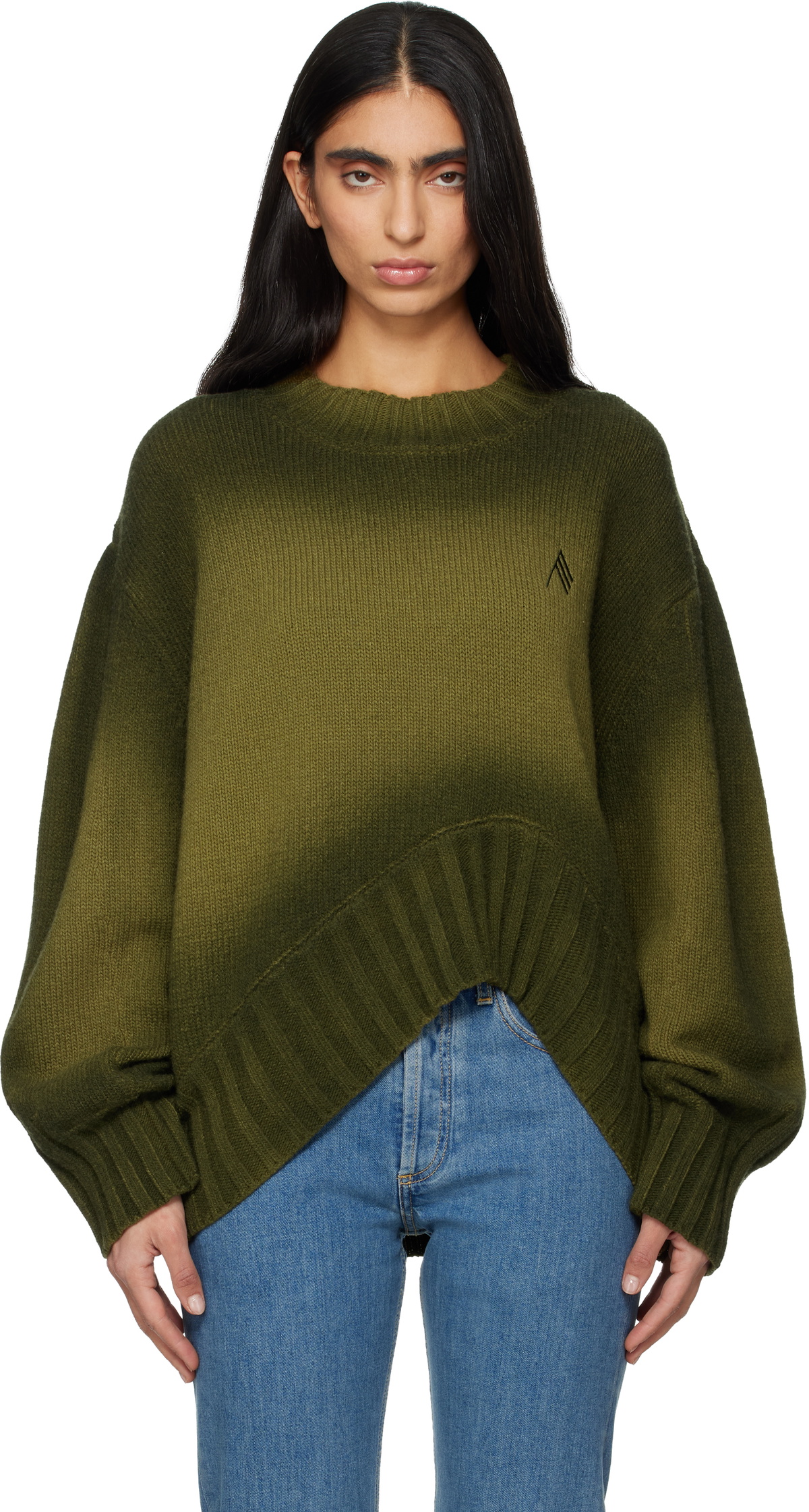 The Attico Green Sprayed Wool Cashmere Sweater