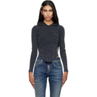 Balenciaga Black Corseted Zip Interlock Stretch Jersey Hoodie