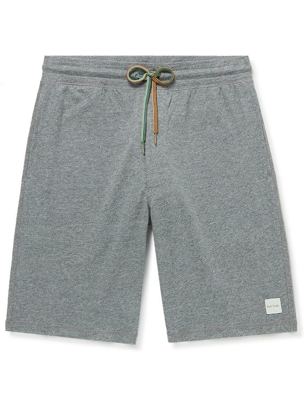 Photo: Paul Smith - Herringbone Organic Cotton-Jersey Drawstring Shorts - Gray