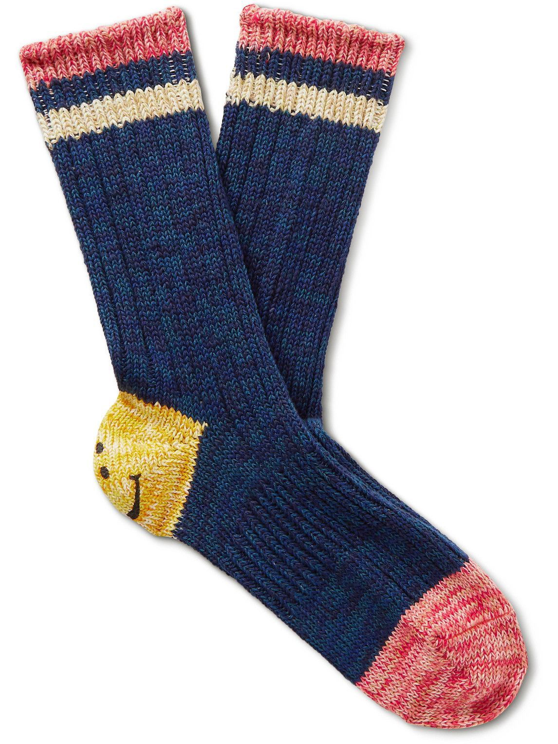 KAPITAL - Intarsia Cotton and Hemp-Blend Socks KAPITAL