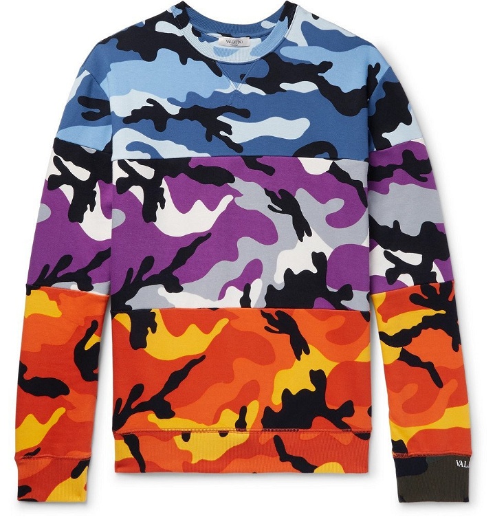 Photo: Valentino - Camouflage-Print Loopback Cotton-Blend Jersey Sweatshirt - Men - Multi
