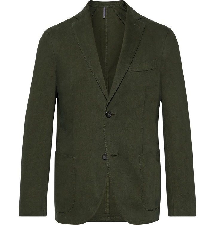 Photo: Incotex - Dark-Green Garment-Dyed Cotton and Cashmere-Blend Twill Blazer - Dark green