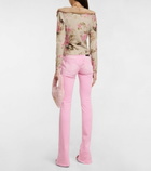 Blumarine - Faux fur-trimmed floral cardigan