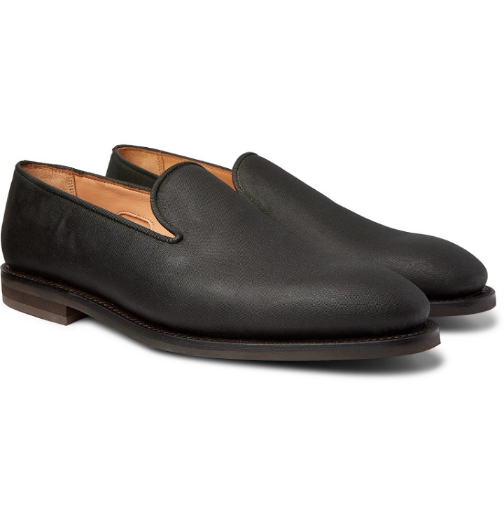 Photo: George Cleverley - Positano Waxed-Cotton Loafers - Green