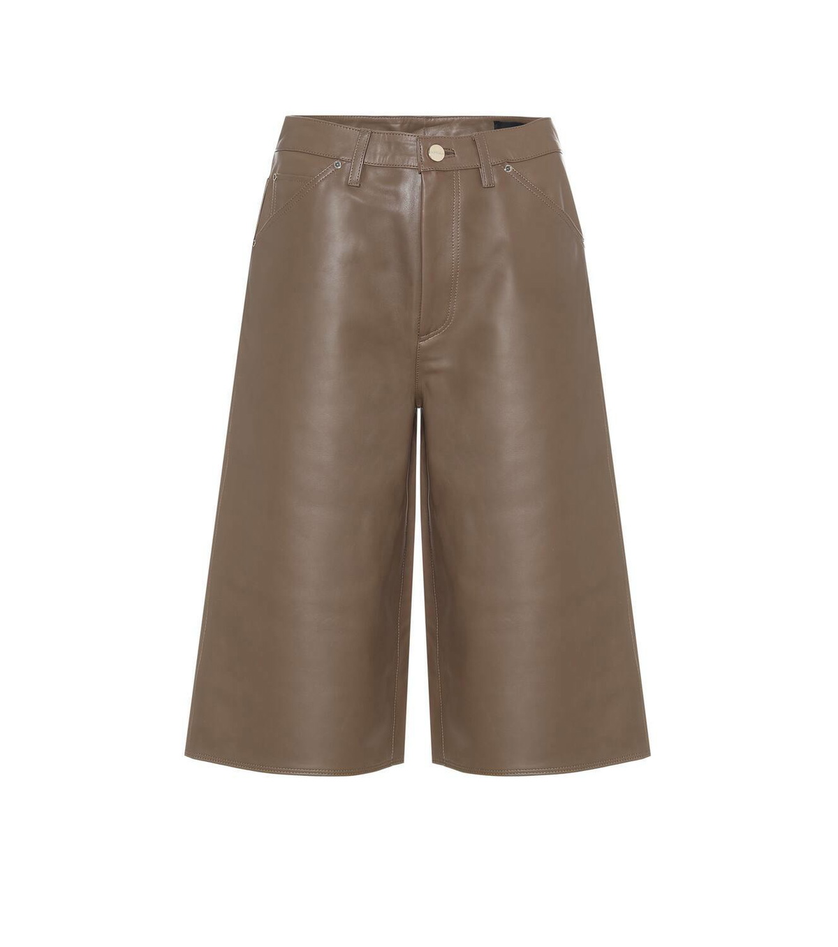 Goldsign High-rise leather Bermuda shorts